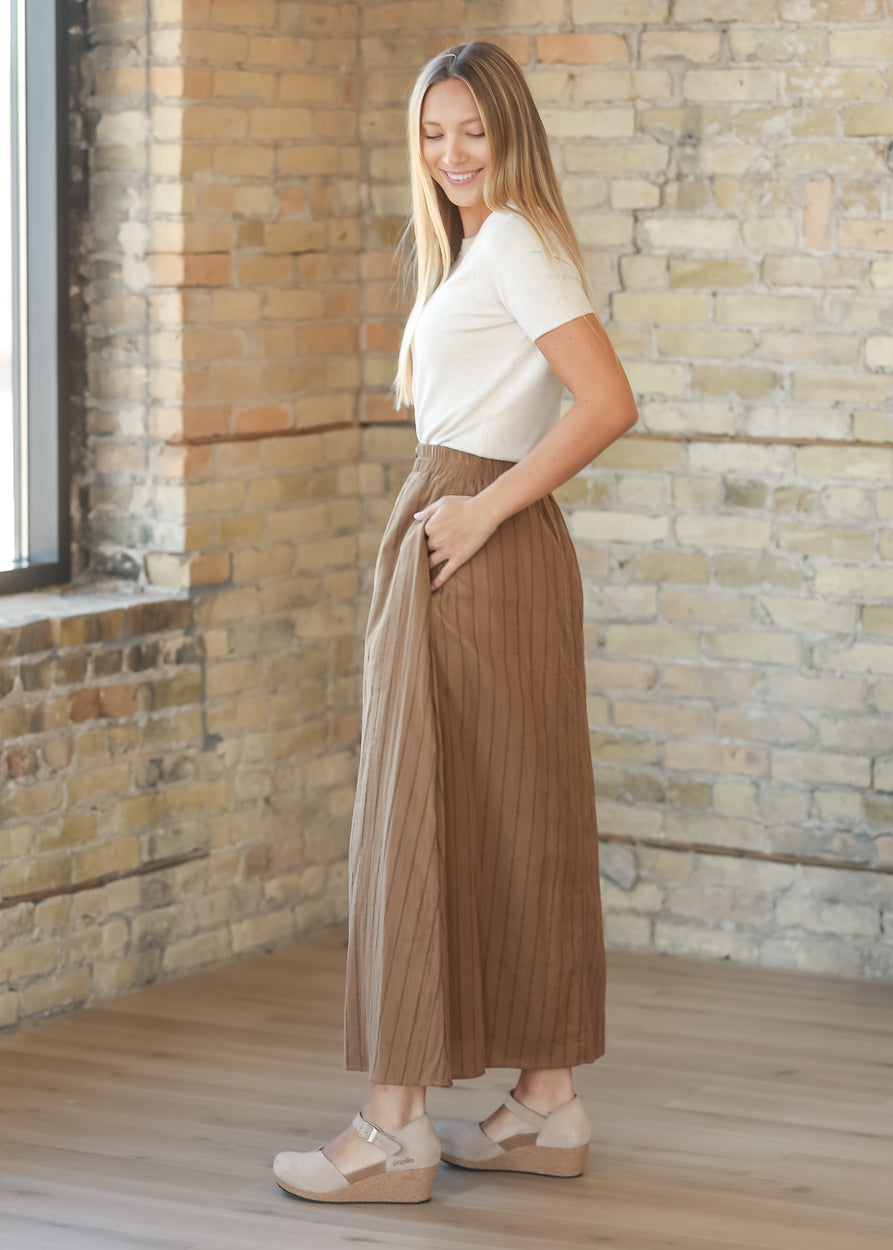 McKenna Brown Stripe Maxi Skirt IC Skirts