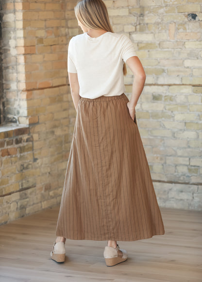 McKenna Brown Stripe Maxi Skirt IC Skirts