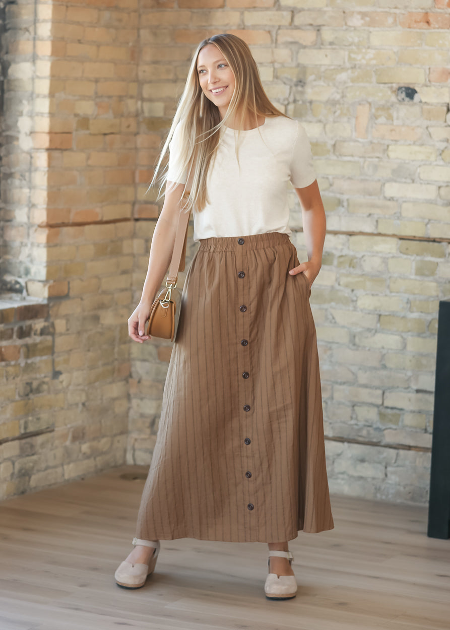 McKenna Brown Stripe Maxi Skirt IC Skirts XS