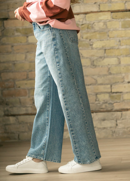 Medium Wash Barrel Jeans FF Pants