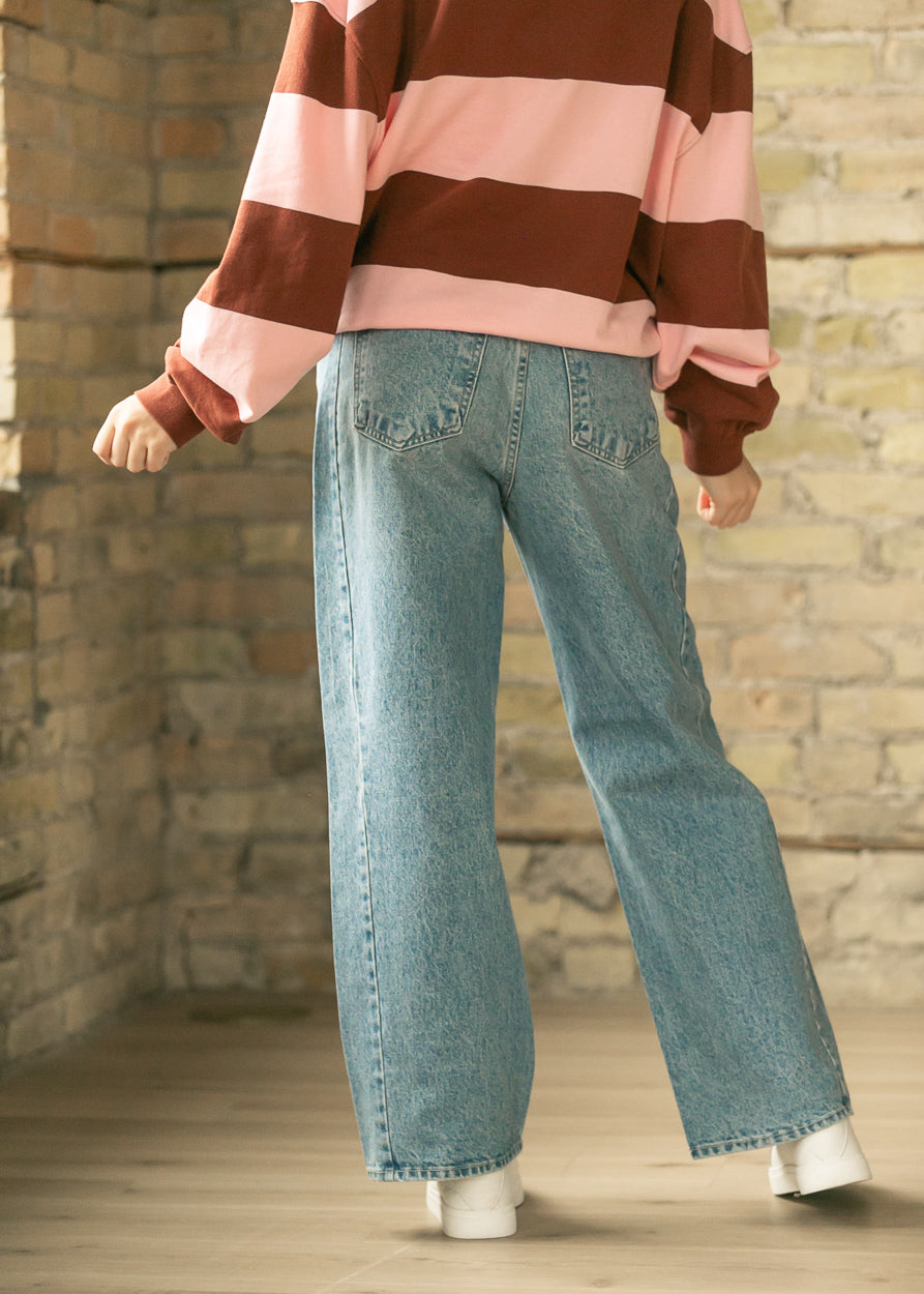 Medium Wash Barrel Jeans FF Pants