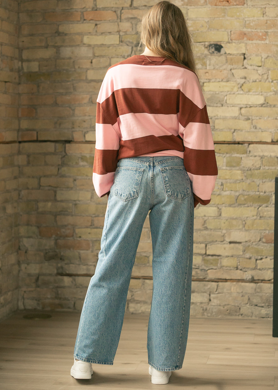 Medium Wash Barrel Jeans FF Pants