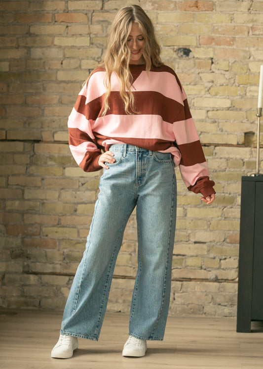 Medium Wash Barrel Jeans FF Pants