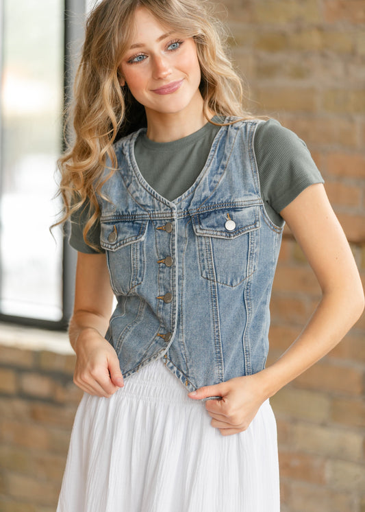 Medium Wash Denim Vest FF Layering Essentials