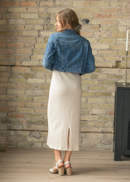 Medium Wash Tapered Crop Denim Jacket FF Layering Essentials