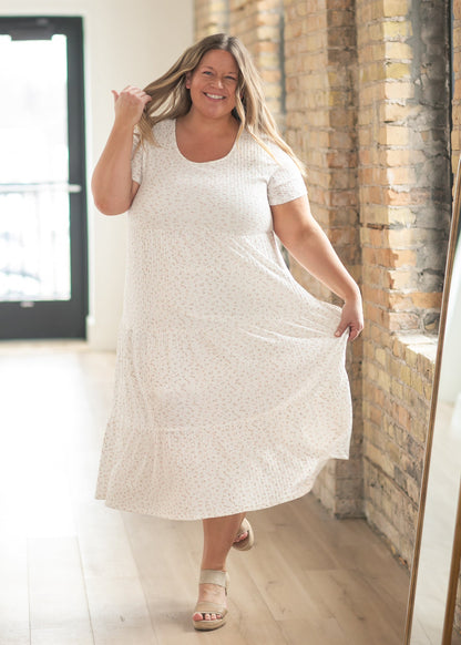 Melanie White Floral Tiered Midi Dress IC Dresses