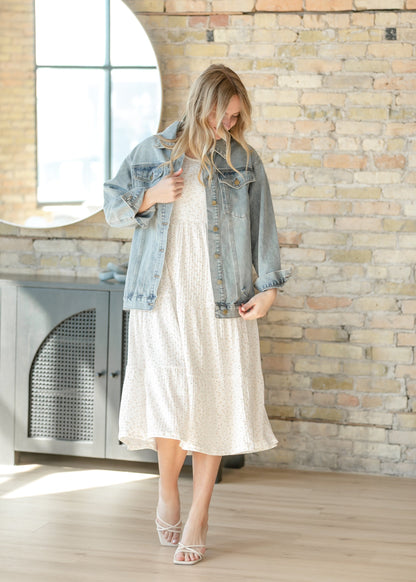 Melanie White Floral Tiered Midi Dress IC Dresses