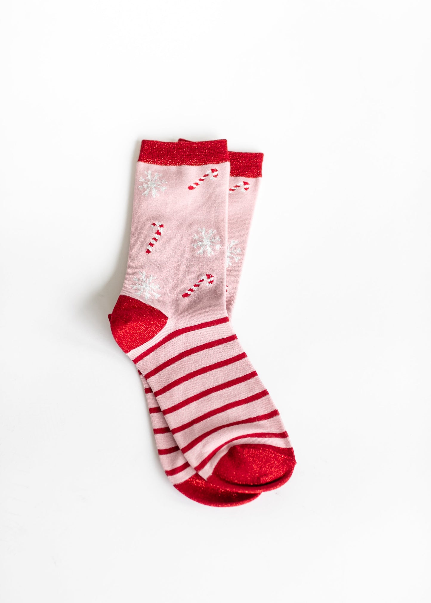 Merry + Bright Holiday Socks Accessories Candy Stripe + Snowflake