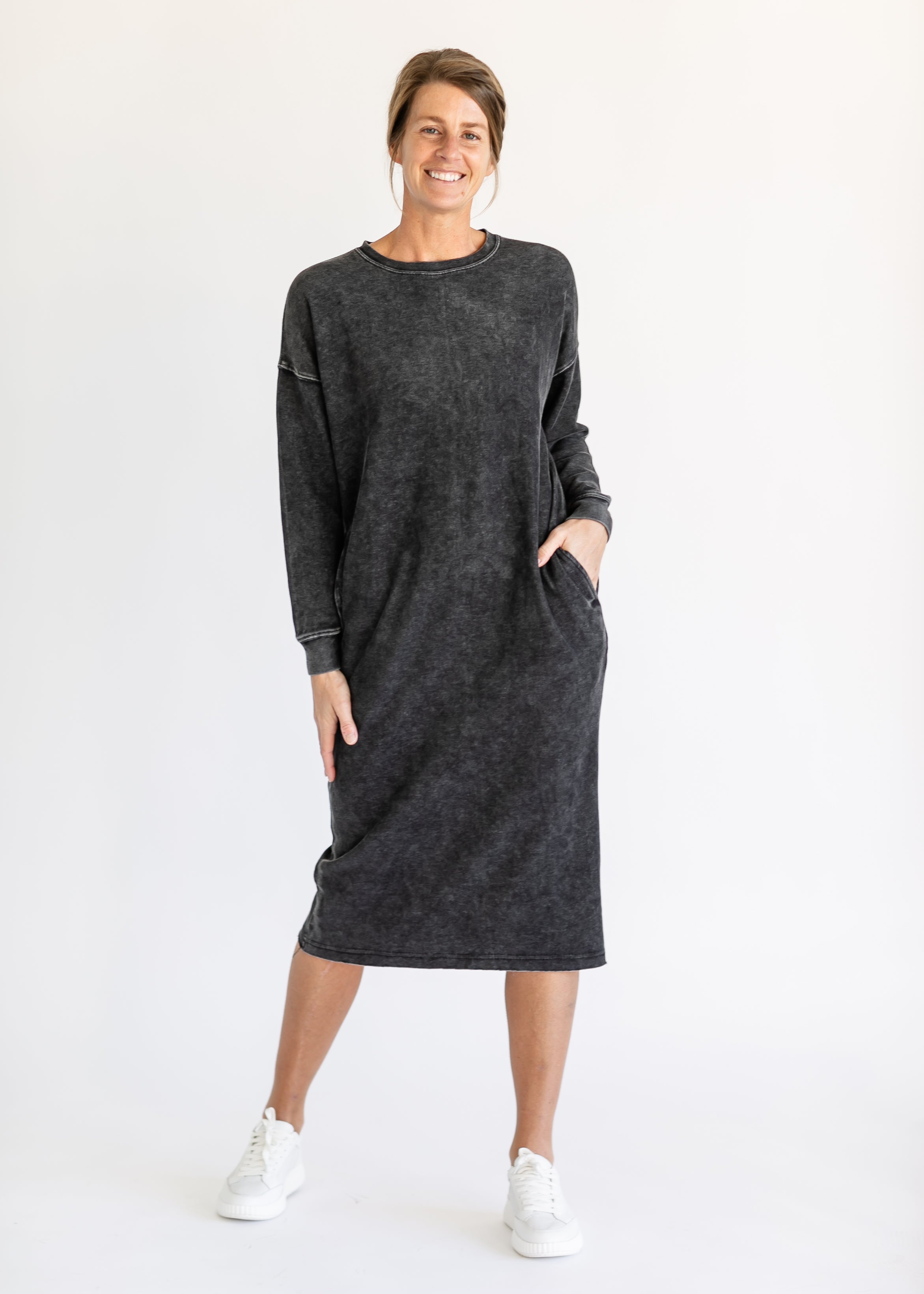 Mineral Washed Crewneck Sweatshirt Dress FINAL SALE Inherit Co