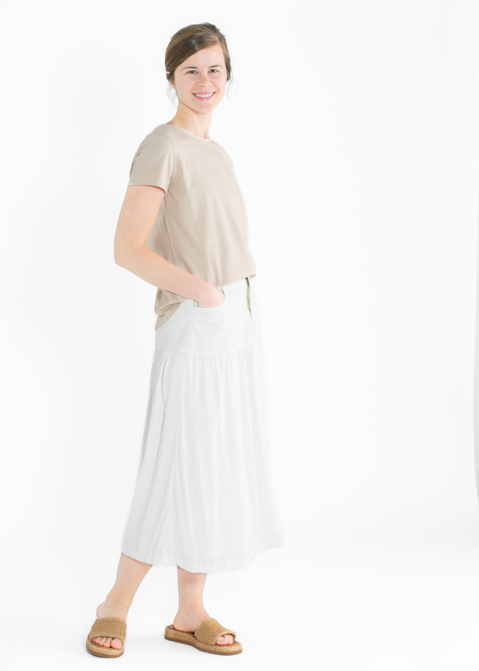 Mix Media Denim Midi Skirt FF Skirts