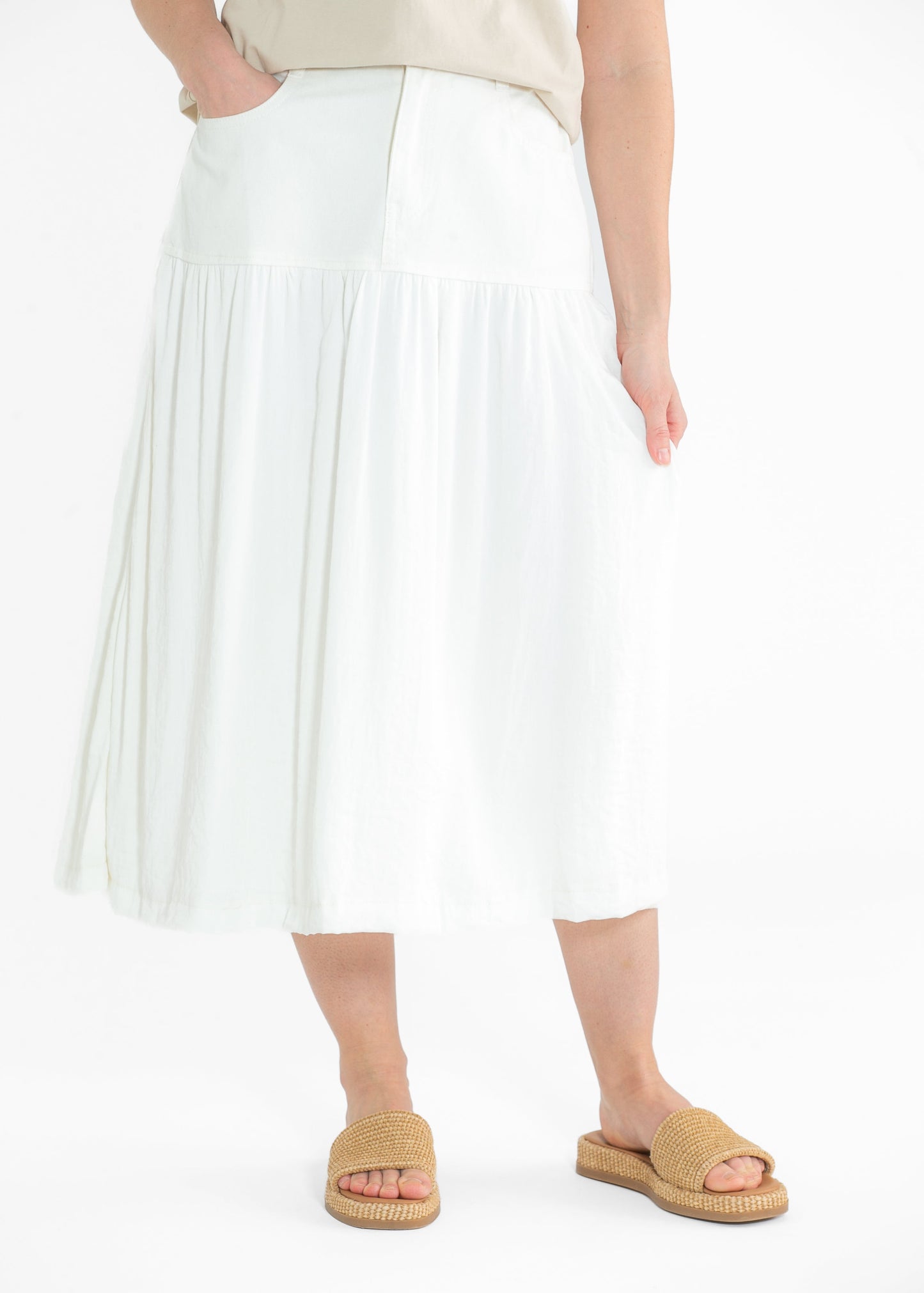 Mix Media Denim Midi Skirt FF Skirts