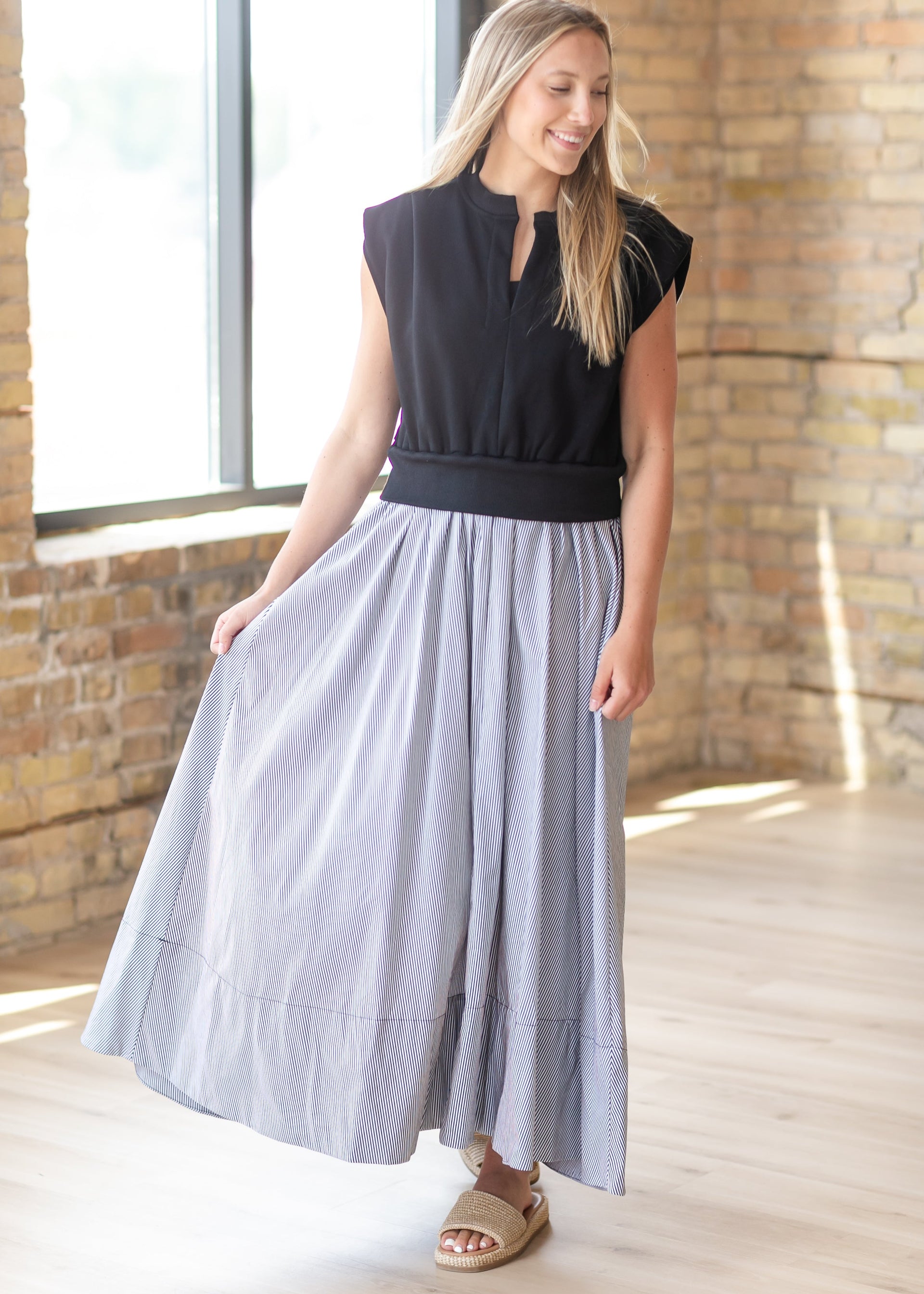 elan mixed media maxi dress elan Mixed Media Maxi Dress - FINAL SALE