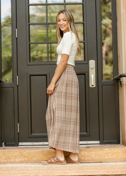 Mocha Plaid Maxi Skirt FF Skirts