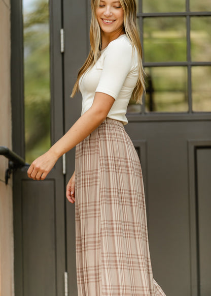 Mocha Plaid Maxi Skirt FF Skirts
