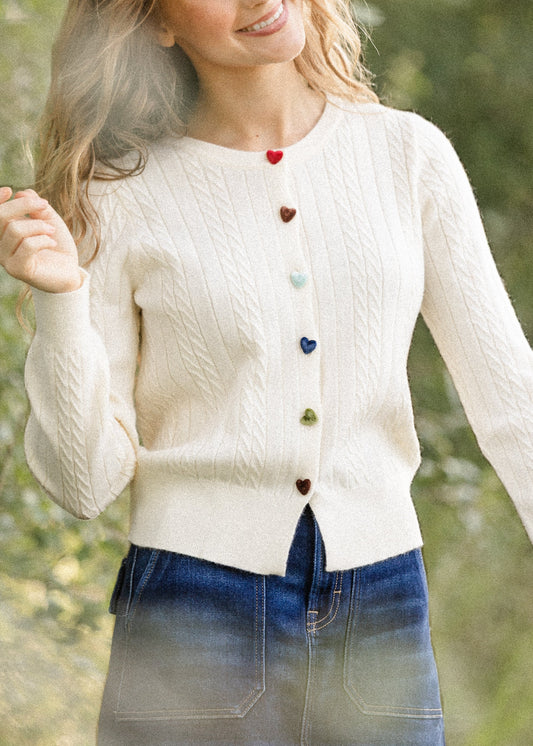 Mochi Heart Button Cardigan FF Layering Essentials