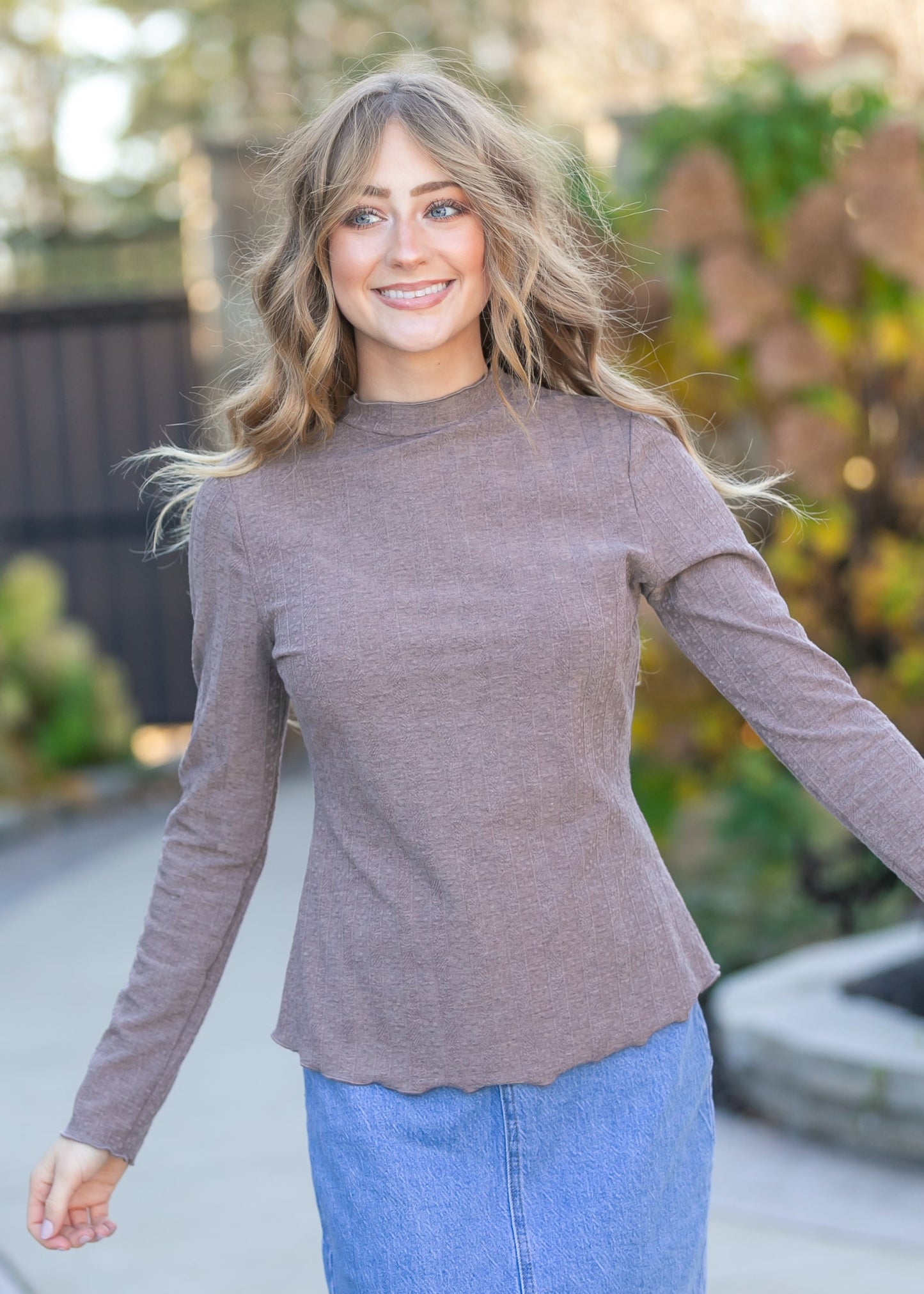 Mock Neck Long Sleeve Top FF Tops
