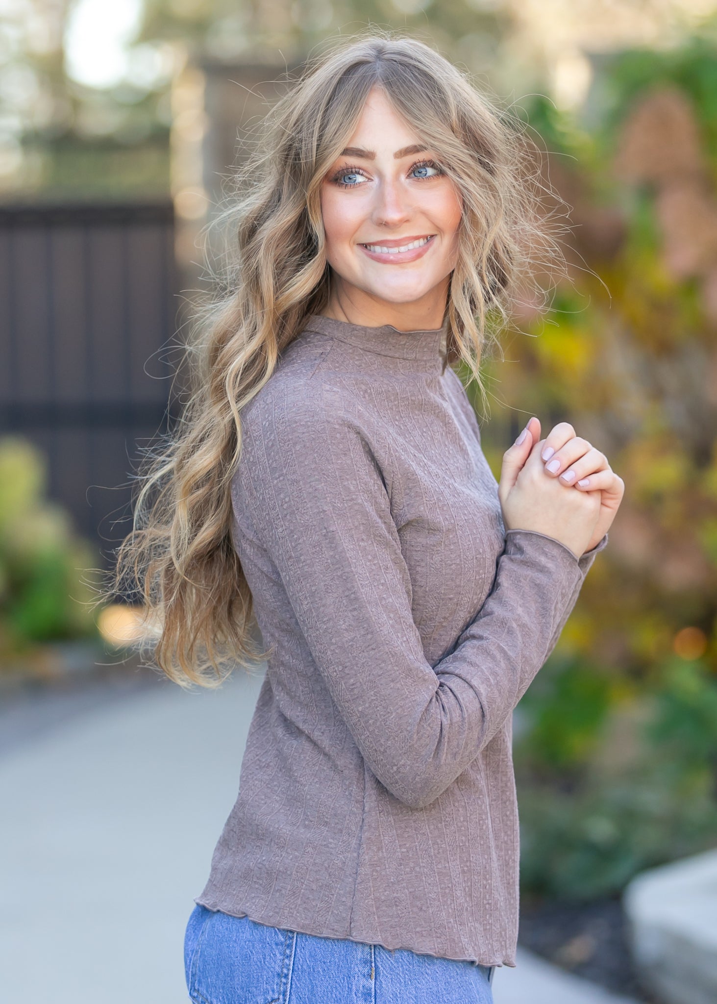 Mock Neck Long Sleeve Top FF Tops