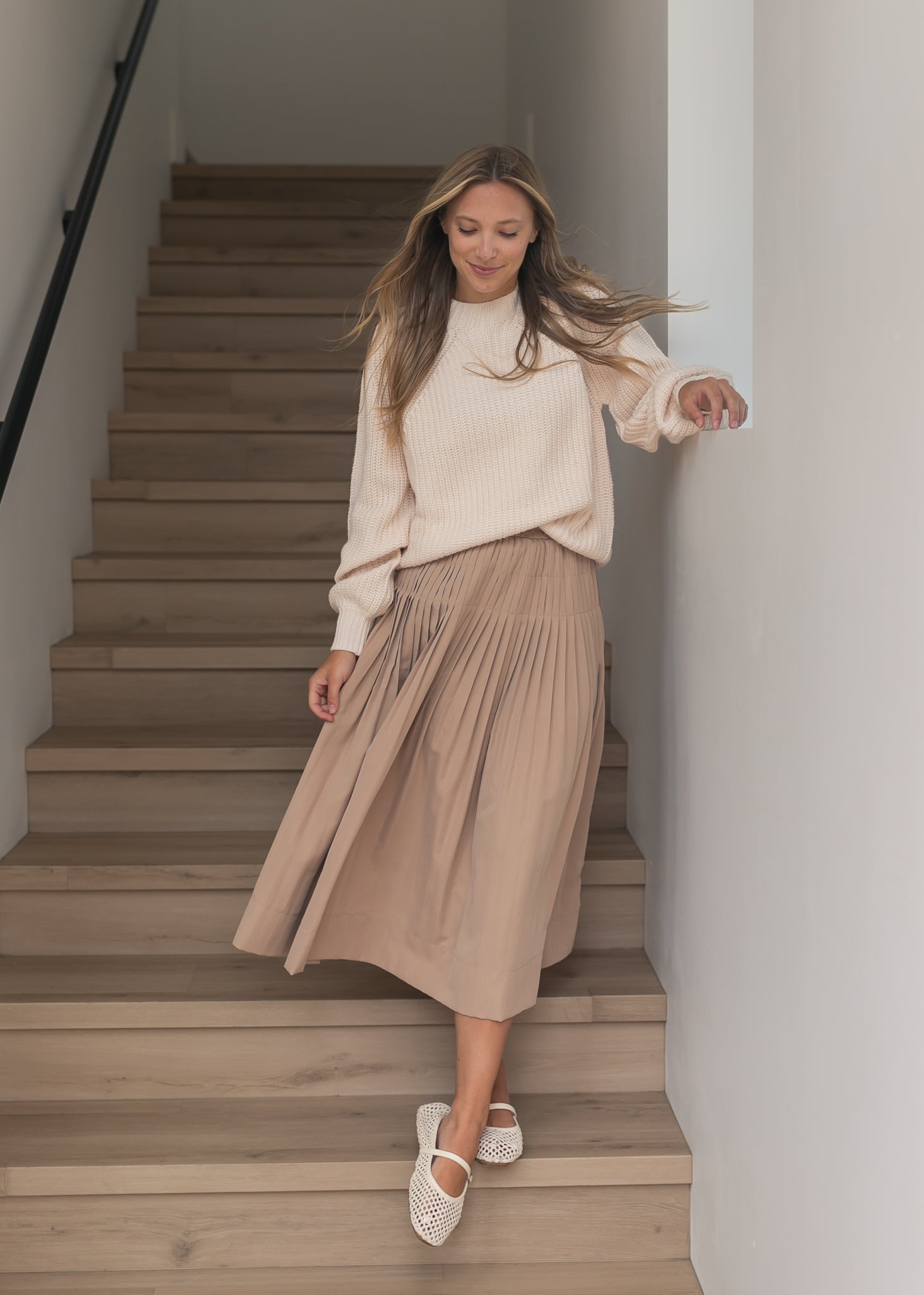 Mock Neck Off White Sweater FF Tops