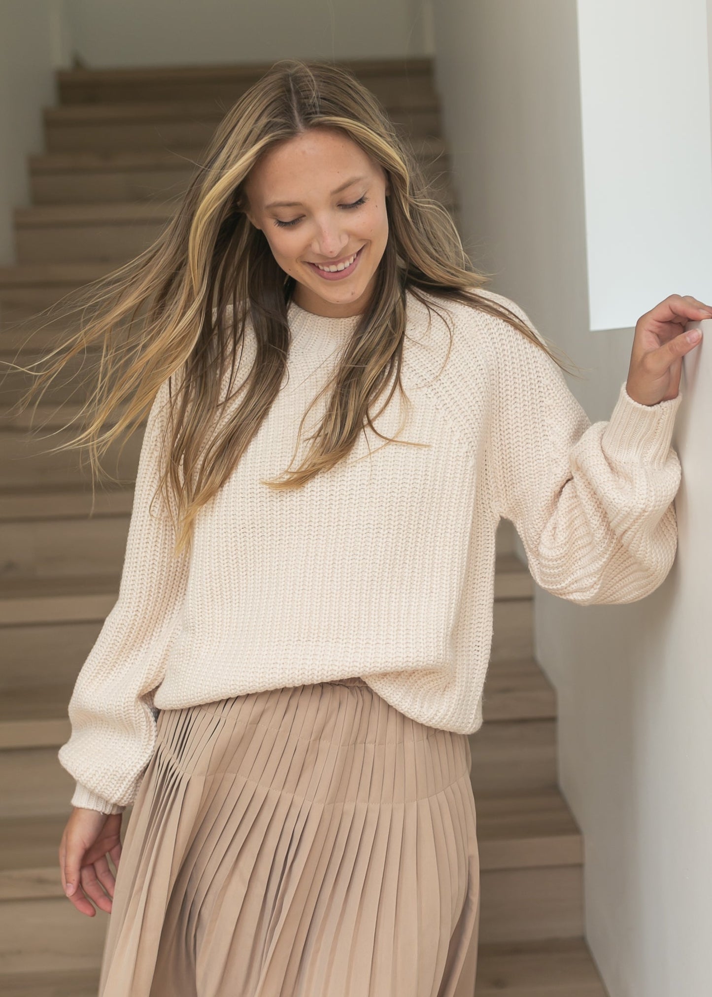 Mock Neck Off White Sweater FF Tops