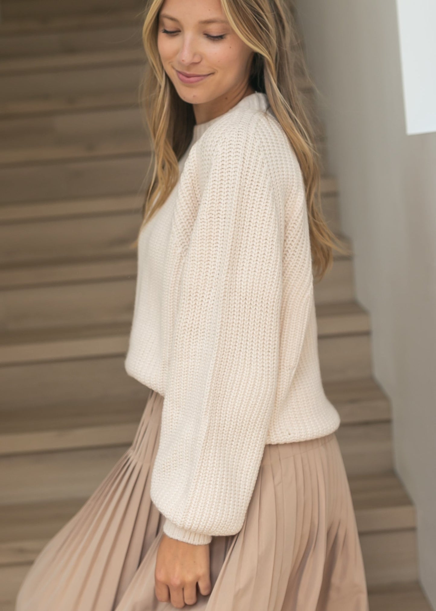 Mock Neck Off White Sweater FF Tops