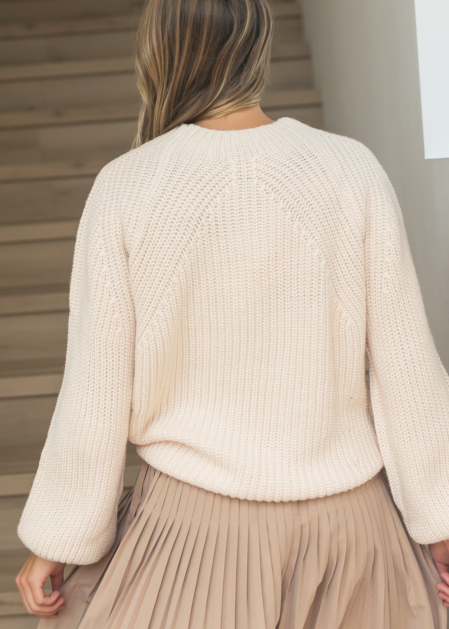 Mock Neck Off White Sweater FF Tops