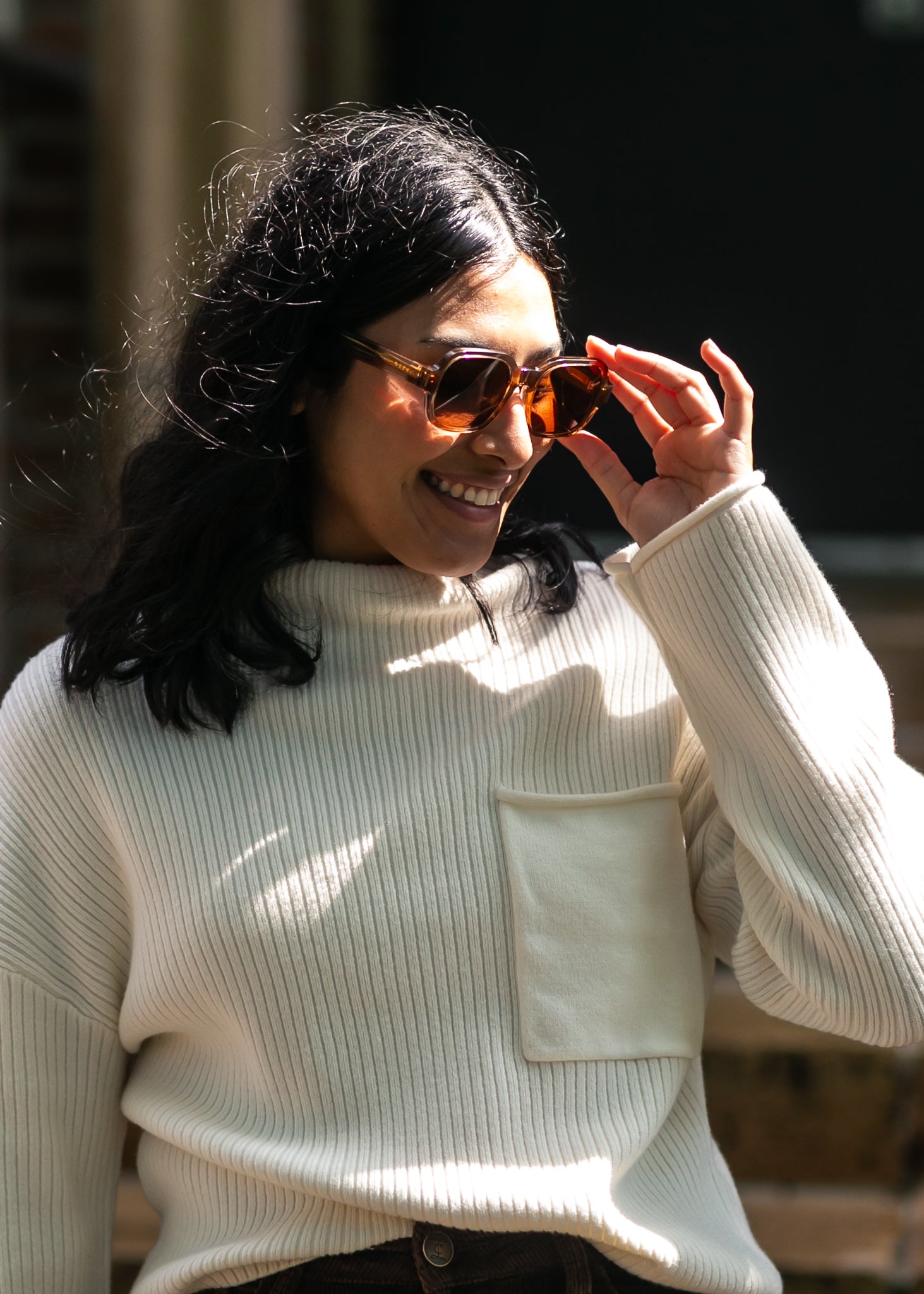 Mock Neck Pocket Sweater FF Tops
