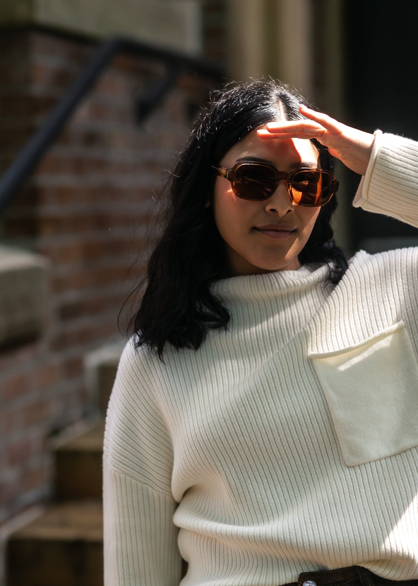 Mock Neck Pocket Sweater FF Tops