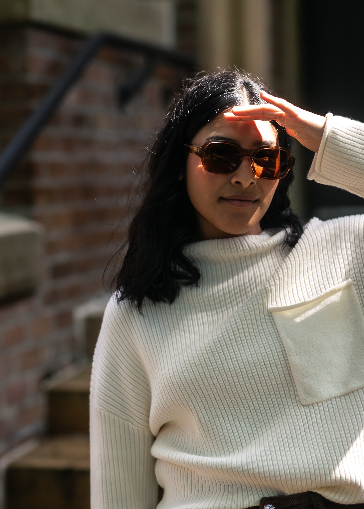 Mock Neck Pocket Sweater FF Tops