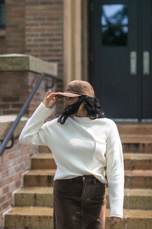 Mock Neck Pocket Sweater FF Tops