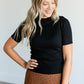 Mock Neck Ribbed Short Sleeve Top FF Tops