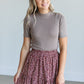 Mock Neck Ribbed Short Sleeve Top FF Tops