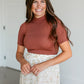 Mock Neck Ribbed Short Sleeve Top FF Tops