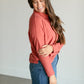 Mockneck Drawstring Ribbed Knit Top FF Tops