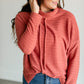Mockneck Drawstring Ribbed Knit Top FF Tops