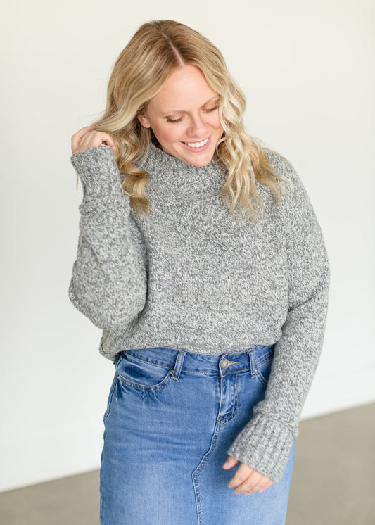 Mockneck Reverse Seam Pullover Sweater FF Tops