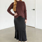 Mockneck Ribbed Hem Sweater FF Tops