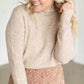 Mockneck Ribbed Hem Sweater FF Tops
