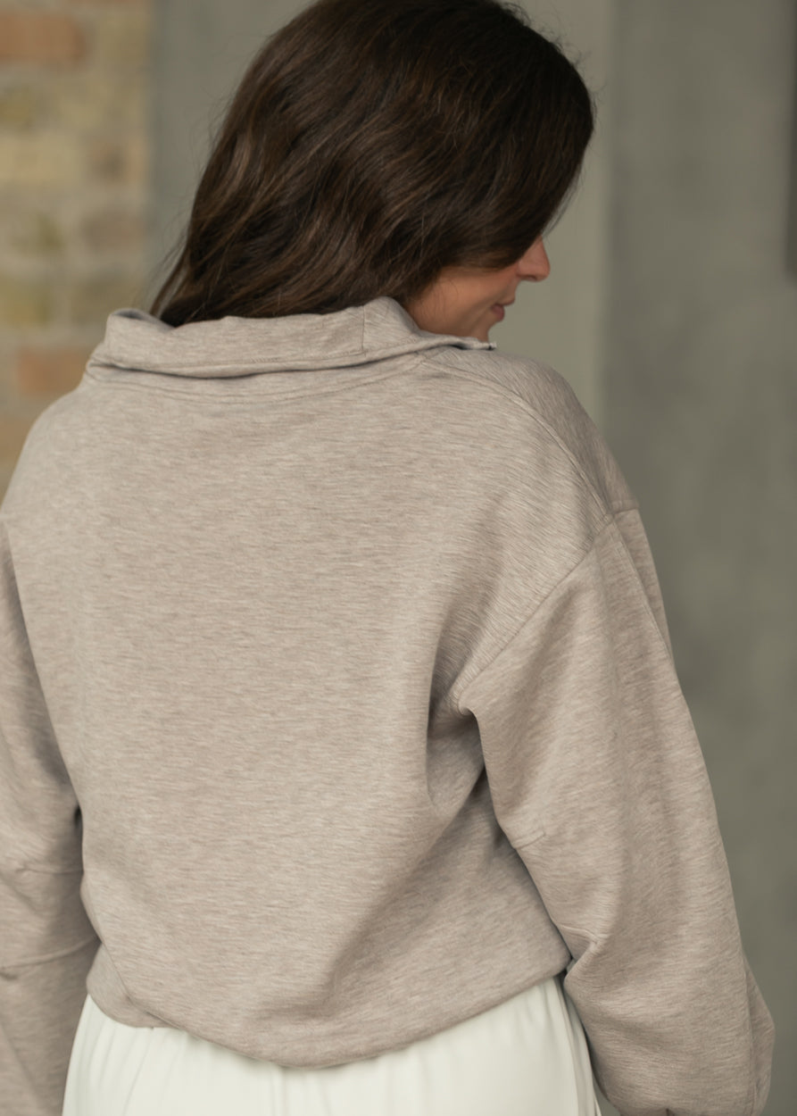 Modal Quarter Zip Sweatshirt FF Tops
