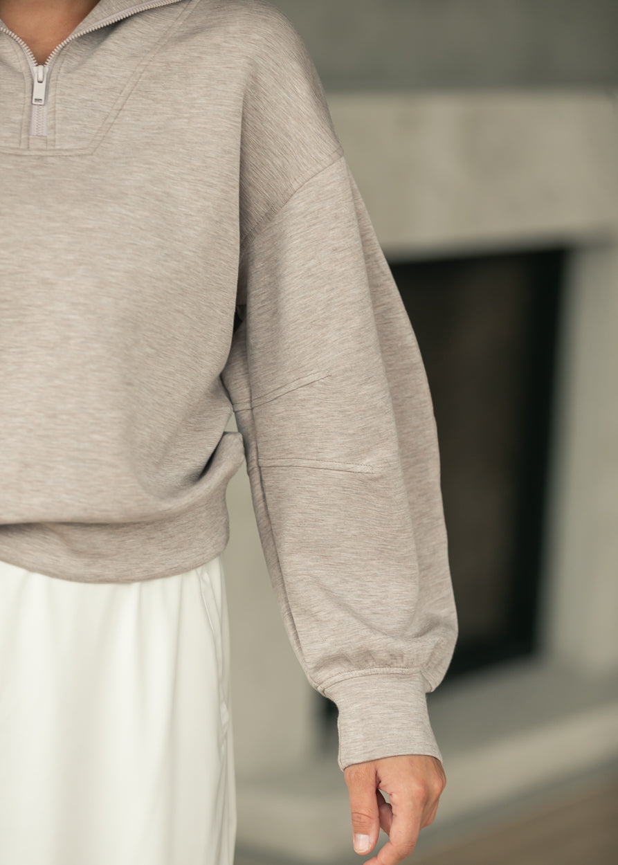 Modal Quarter Zip Sweatshirt FF Tops