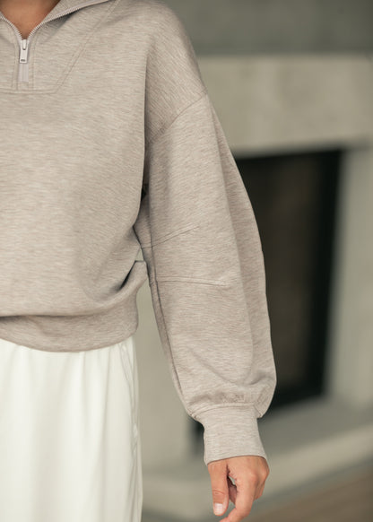 Modal Quarter Zip Sweatshirt FF Tops