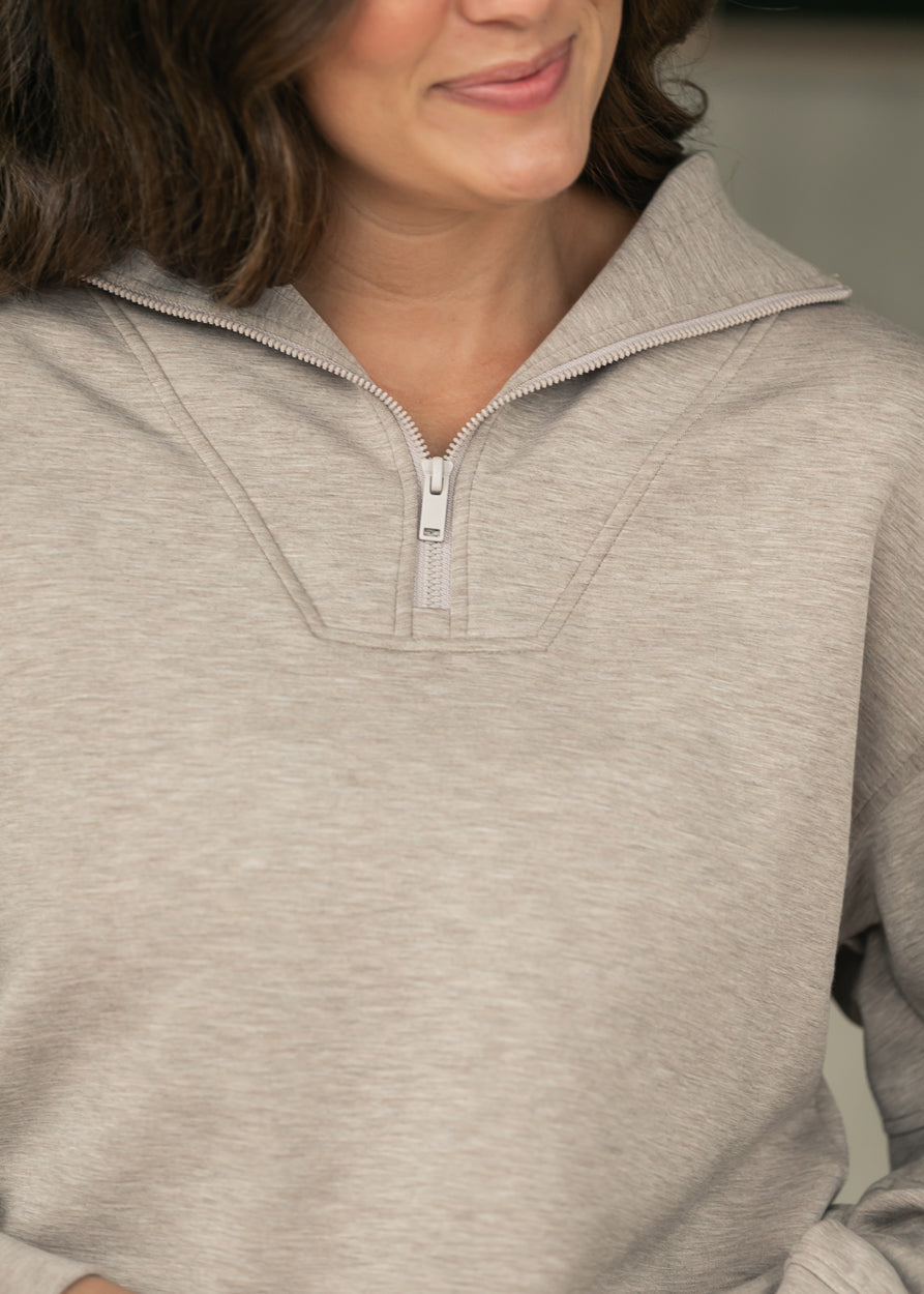 Modal Quarter Zip Sweatshirt FF Tops