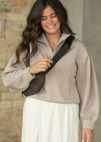 Modal Quarter Zip Sweatshirt FF Tops