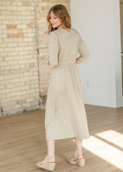 Monica Taupe Windowpane Dress IC Dresses