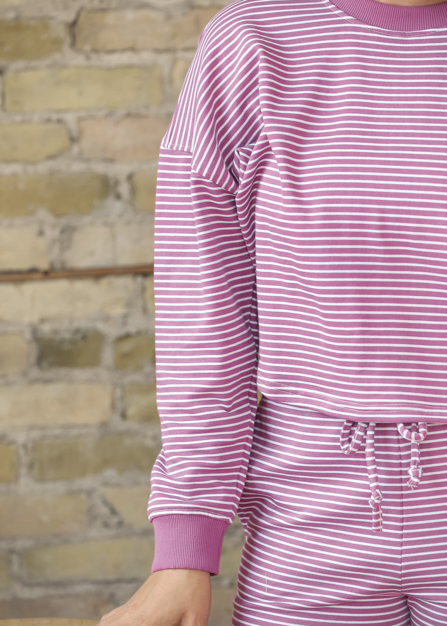 Mulberry Stripe Top & Straight Fit Pants Set FF Tops