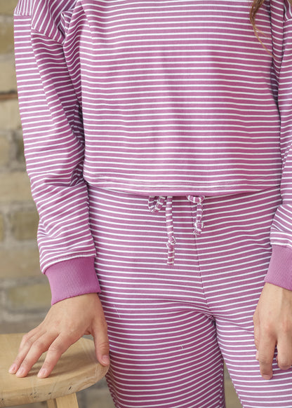 Mulberry Stripe Top & Straight Fit Pants Set FF Tops