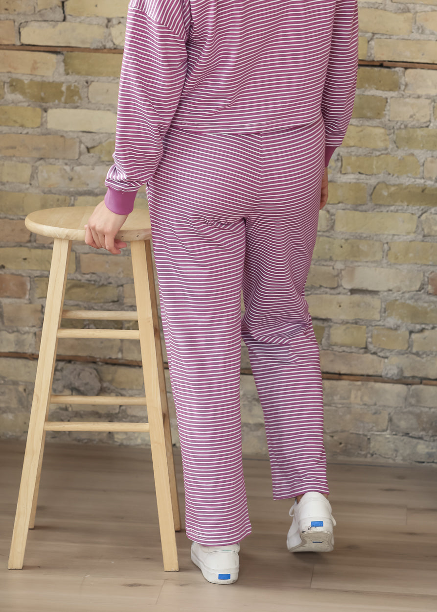 Mulberry Stripe Top & Straight Fit Pants Set FF Tops