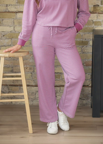 Mulberry Stripe Top & Straight Fit Pants Set FF Tops
