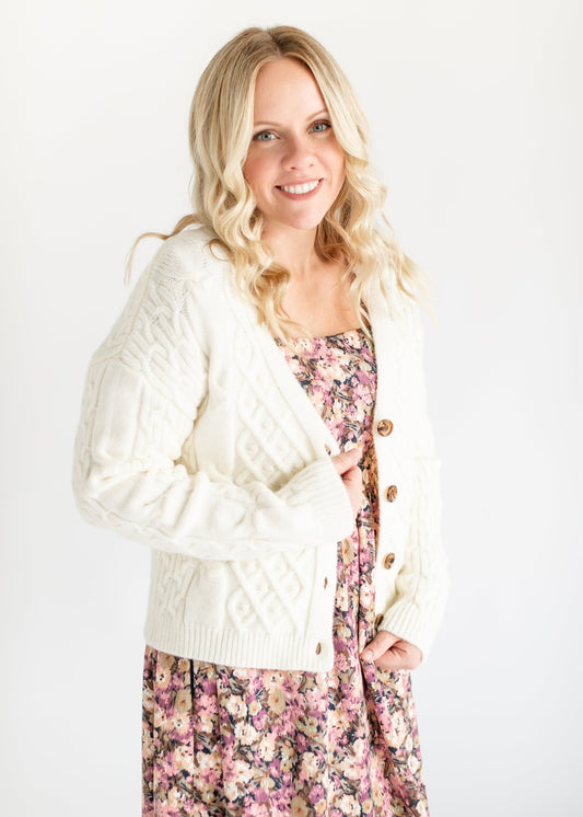 Multi Knit Button Up Cardigan FF Tops