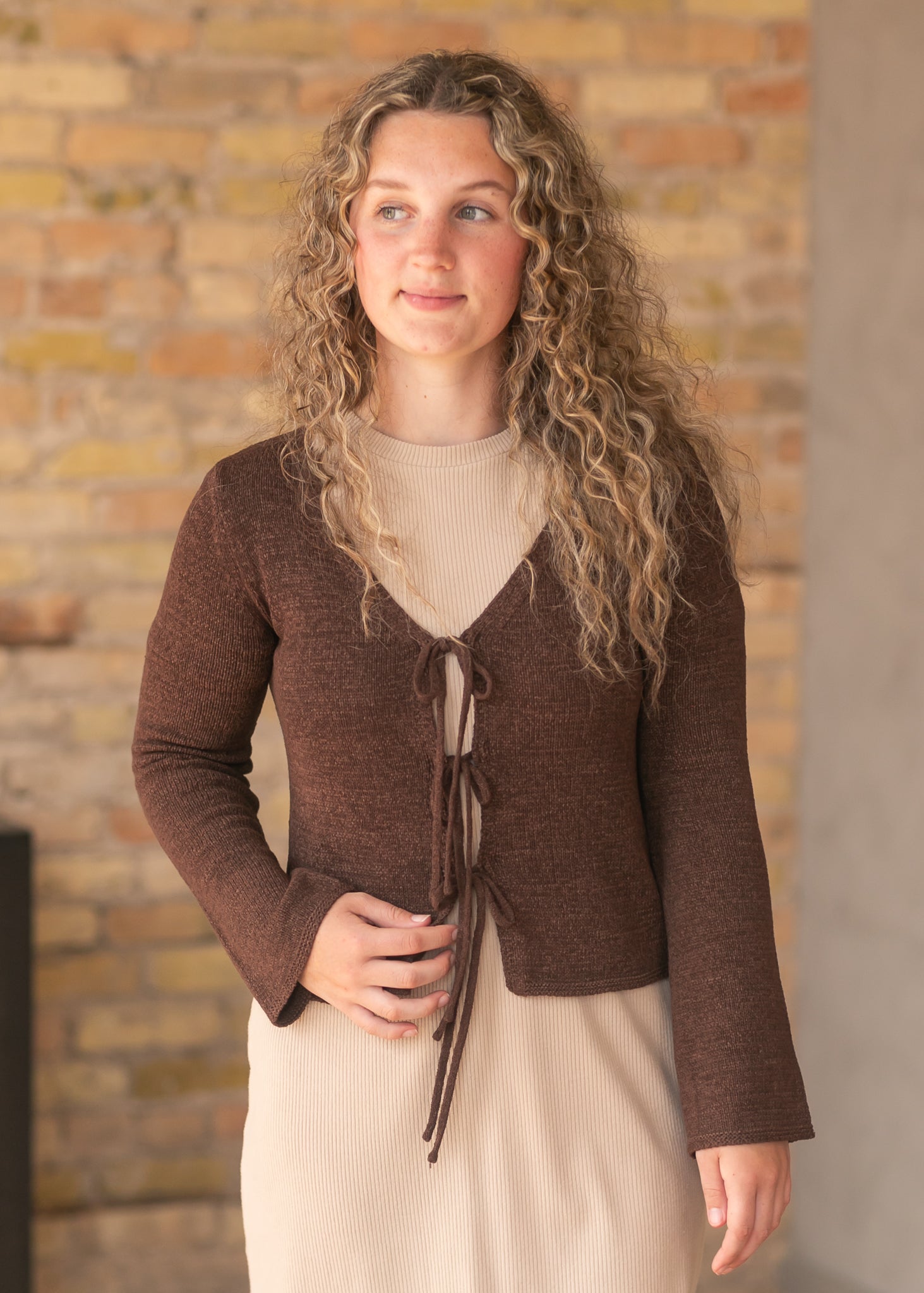 Multi Tie Front Knit Cardigan FF Layering Essentials