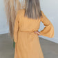 Mustard Embroidered Bell Sleeve Midi Dress - FINAL SALE FF Dresses